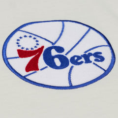 Philadelphia 76ers Hardwood Classics Chainstitch Premium T-Shirt Cream | Mitchell & Ness discount