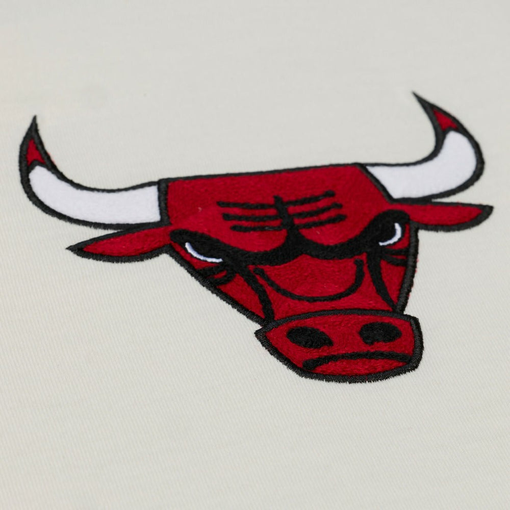 Chicago Bulls Hardwood Classics Chainstitch Premium T-Shirt for sale Cream | Mitchell & Ness online
