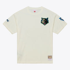 Minnesota Timberwolves Hardwood Classics Chainstitch Premium T-Shirt Cream | Mitchell & Ness for sale