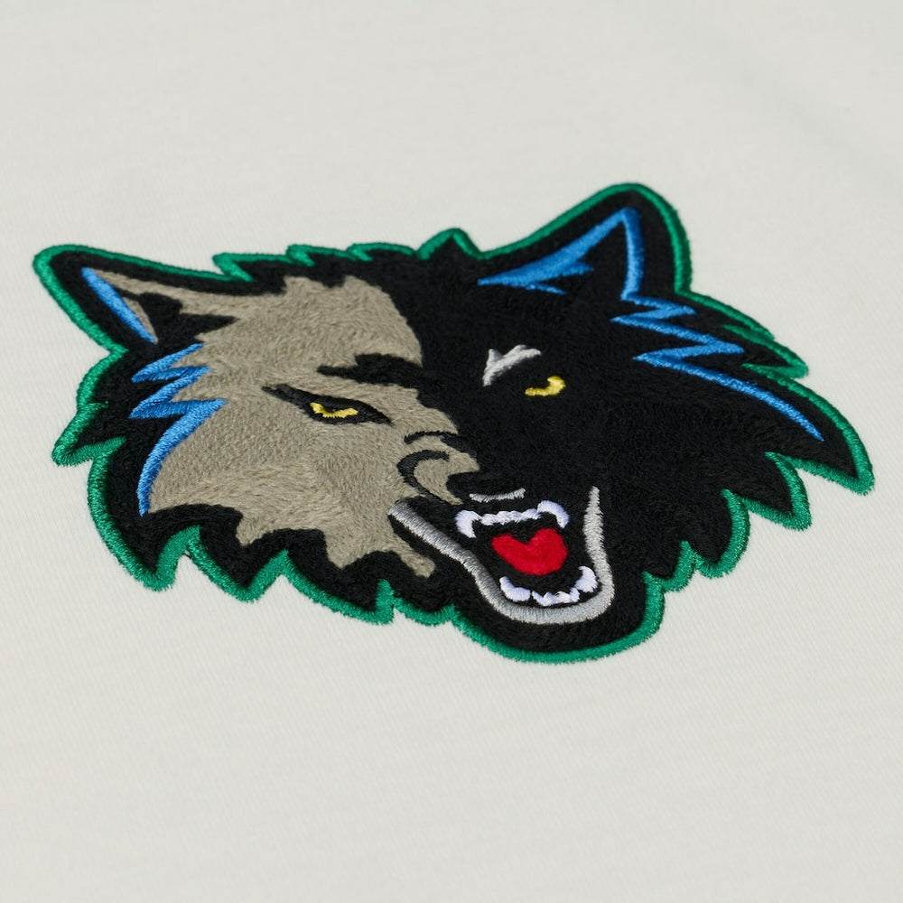 Minnesota Timberwolves Hardwood Classics Chainstitch Premium T-Shirt Cream | Mitchell & Ness for sale