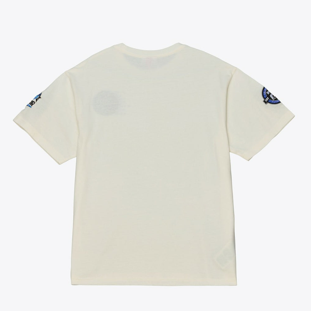 Orlando Magic Hardwood Classics Chainstitch Premium T-Shirt Cream | Mitchell & Ness for sale