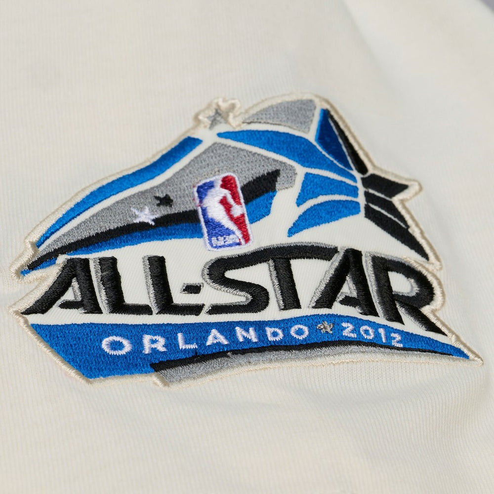 Orlando Magic Hardwood Classics Chainstitch Premium T-Shirt Cream | Mitchell & Ness for sale