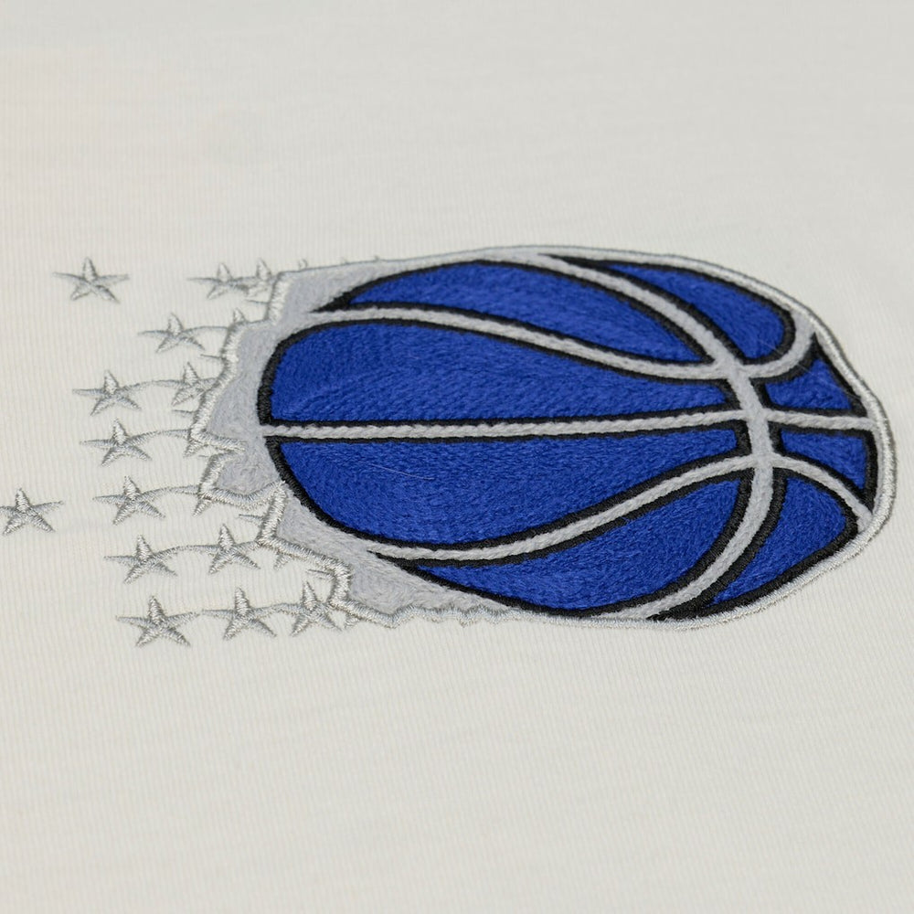 Orlando Magic Hardwood Classics Chainstitch Premium T-Shirt Cream | Mitchell & Ness for sale