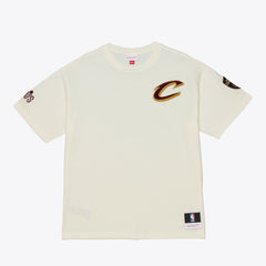 Cleveland Cavaliers Hardwood Classics Chainstitch Premium T-Shirt for sale Cream | Mitchell & Ness discount