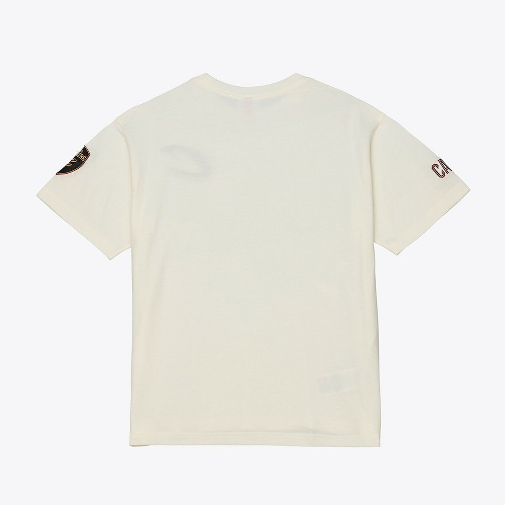 Cleveland Cavaliers Hardwood Classics Chainstitch Premium T-Shirt for sale Cream | Mitchell & Ness discount
