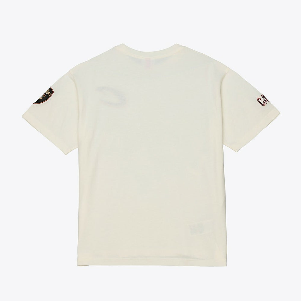 Cleveland Cavaliers Hardwood Classics Chainstitch Premium T-Shirt for sale Cream | Mitchell & Ness discount