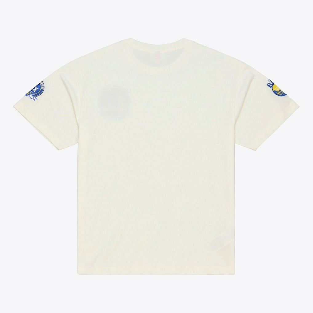 Golden State Warriors Hardwood Classics Chainstitch Premium T-Shirt for sale Cream | Mitchell & Ness