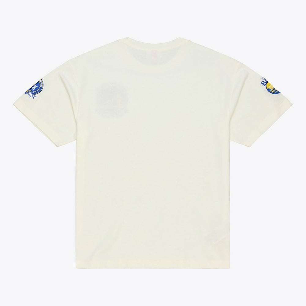 Golden State Warriors Hardwood Classics Chainstitch Premium T-Shirt for sale Cream | Mitchell & Ness