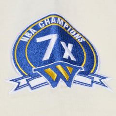 Golden State Warriors Hardwood Classics Chainstitch Premium T-Shirt for sale Cream | Mitchell & Ness