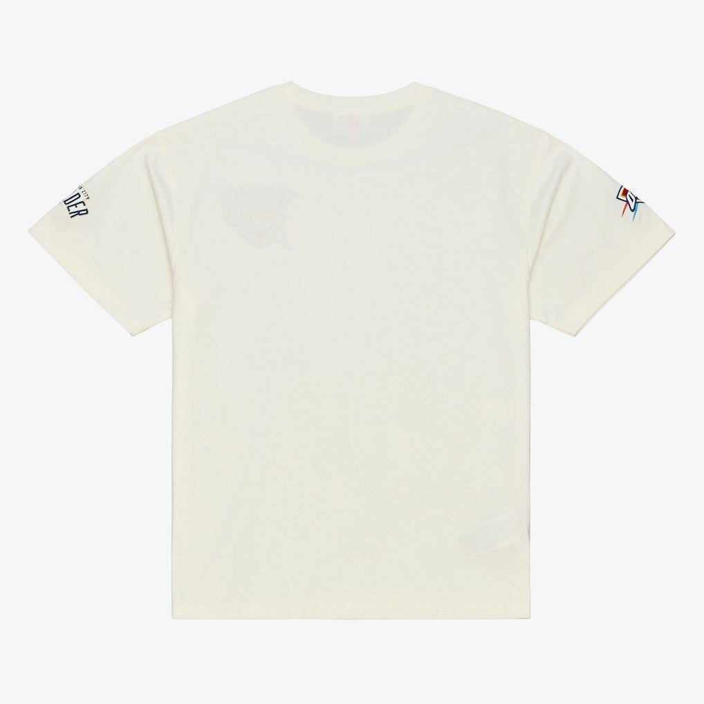 Oklahoma City Thunder Hardwood Classics Chainstitch Premium T-Shirt Cream | Mitchell & Ness discount