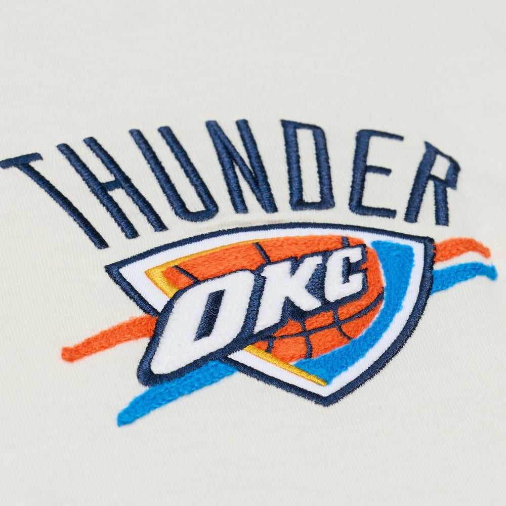 Oklahoma City Thunder Hardwood Classics Chainstitch Premium T-Shirt Cream | Mitchell & Ness discount