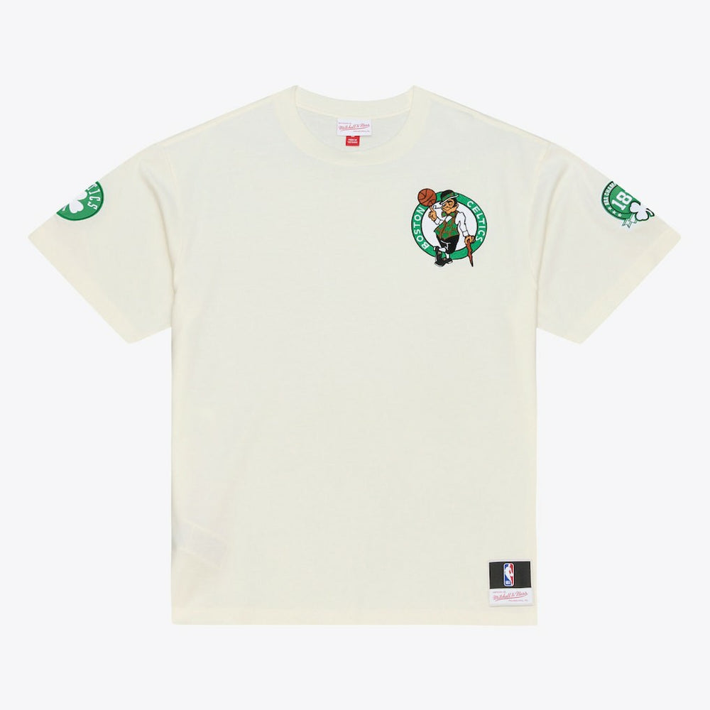 Boston Celtics Hardwood Classics Chainstitch Premium T-Shirt Cream | Mitchell & Ness online
