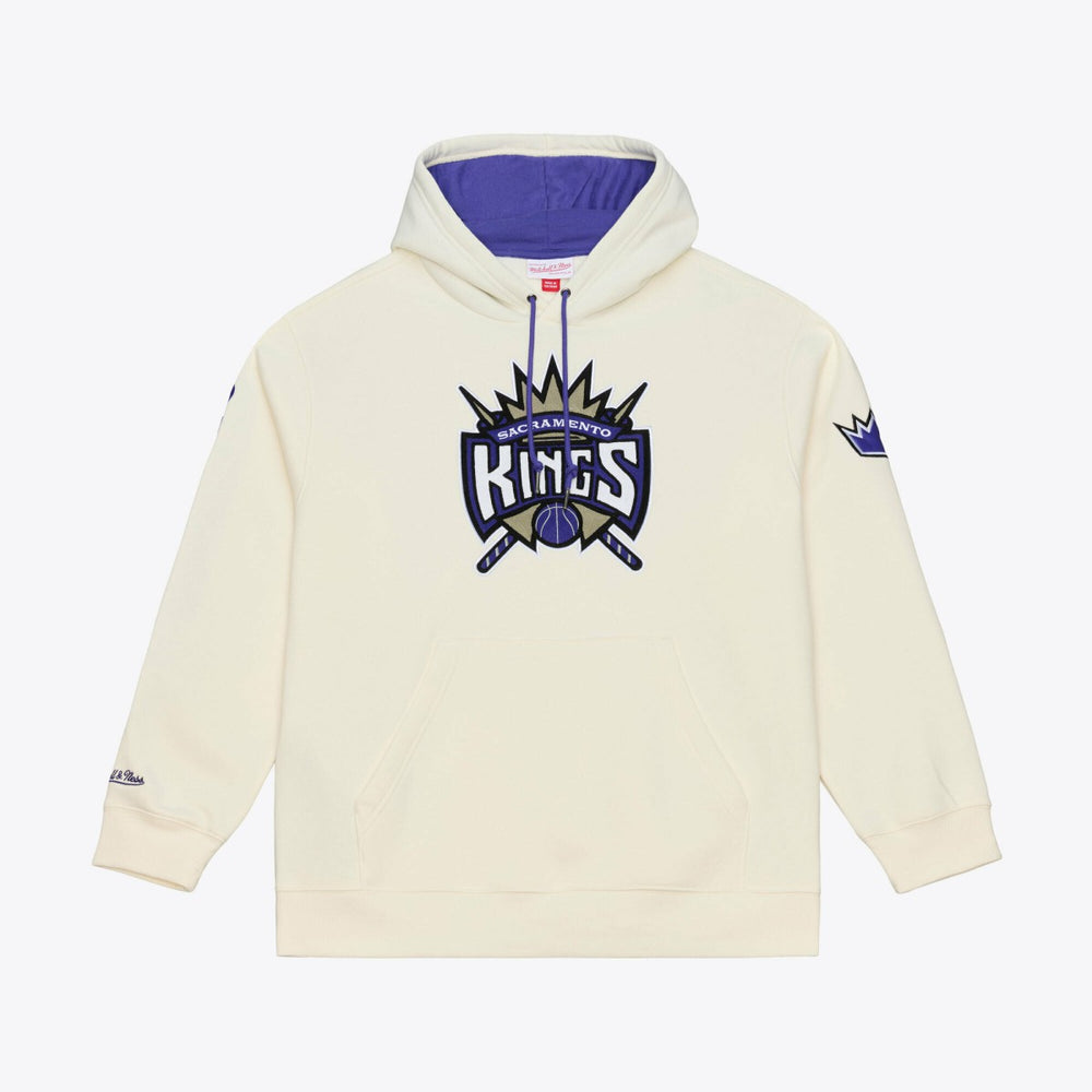 Sacramento Kings Hardwood Classics Chainstitch Premium Fleece Hoodie Cream | Mitchell & Ness discount