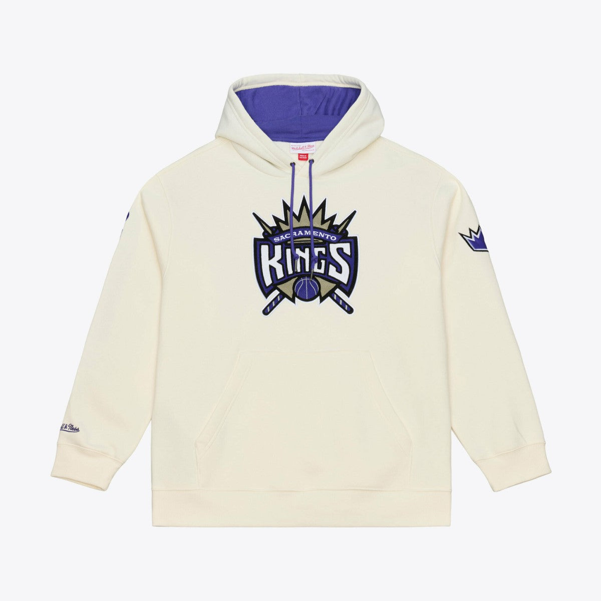Sacramento Kings Hardwood Classics Chainstitch Premium Fleece Hoodie Cream | Mitchell & Ness discount
