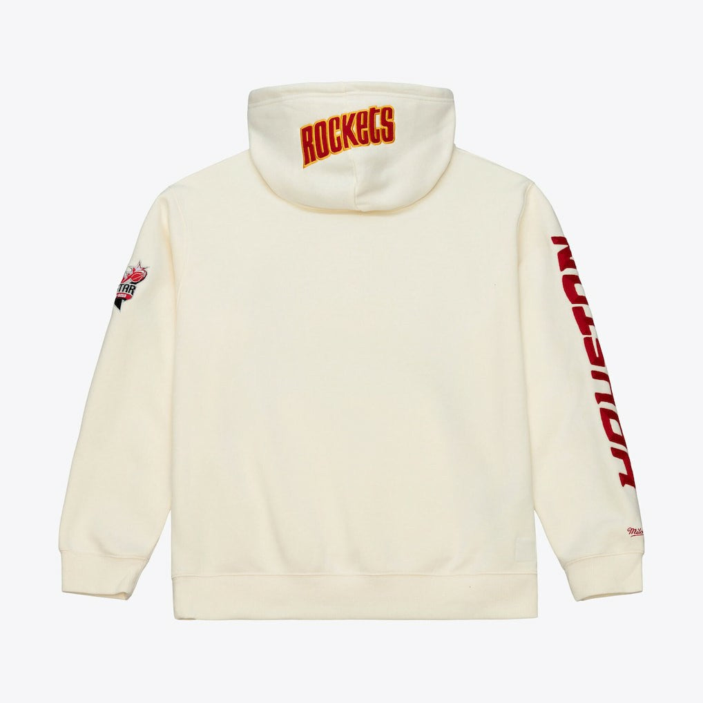Houston Rockets Hardwood Classics Chainstitch Premium Fleece Hoodie Cream | Mitchell & Ness online