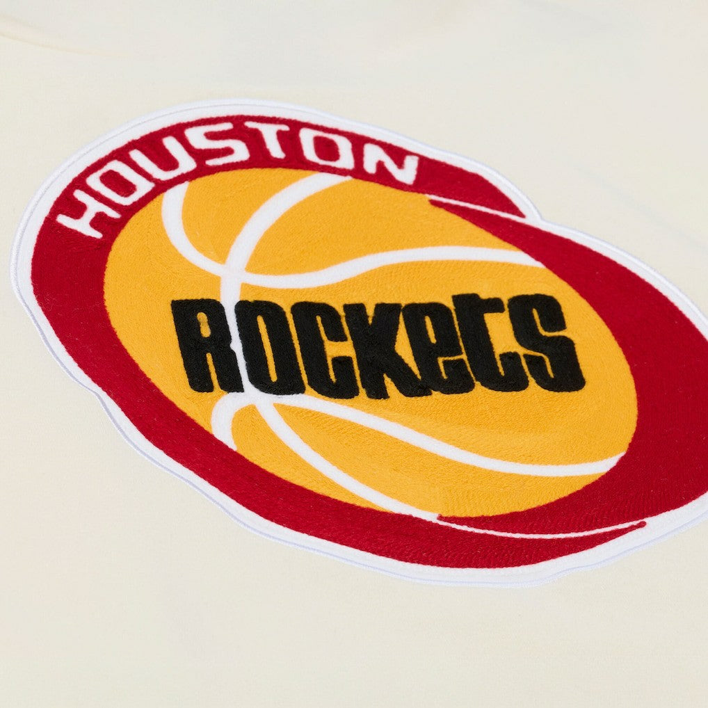 Houston Rockets Hardwood Classics Chainstitch Premium Fleece Hoodie Cream | Mitchell & Ness online