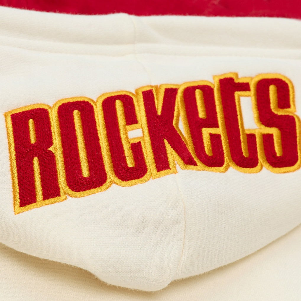 Houston Rockets Hardwood Classics Chainstitch Premium Fleece Hoodie Cream | Mitchell & Ness online