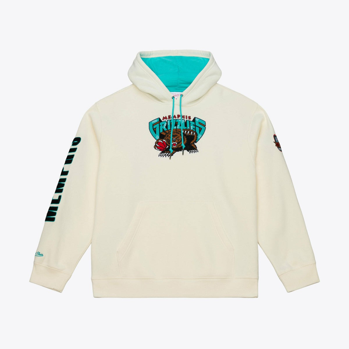 Memphis Grizzlies Hardwood Classics Chainstitch Premium Fleece Hoodie Cream | Mitchell & Ness
