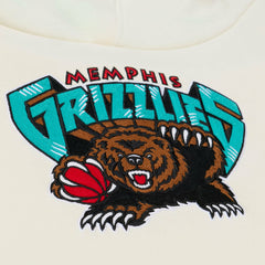 Memphis Grizzlies Hardwood Classics Chainstitch Premium Fleece Hoodie Cream | Mitchell & Ness