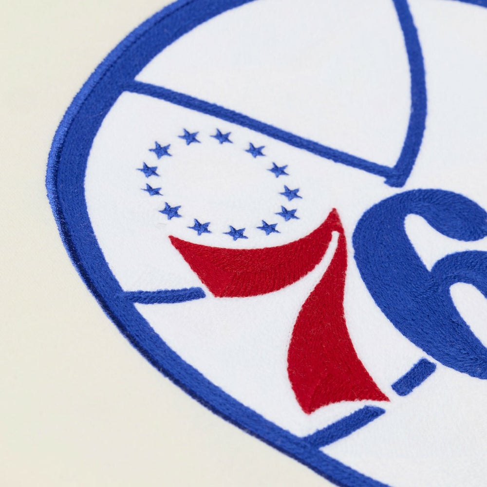 Philadelphia 76ers Hardwood Classics Chainstitch Premium Fleece Hoodie Cream | Mitchell & Ness US