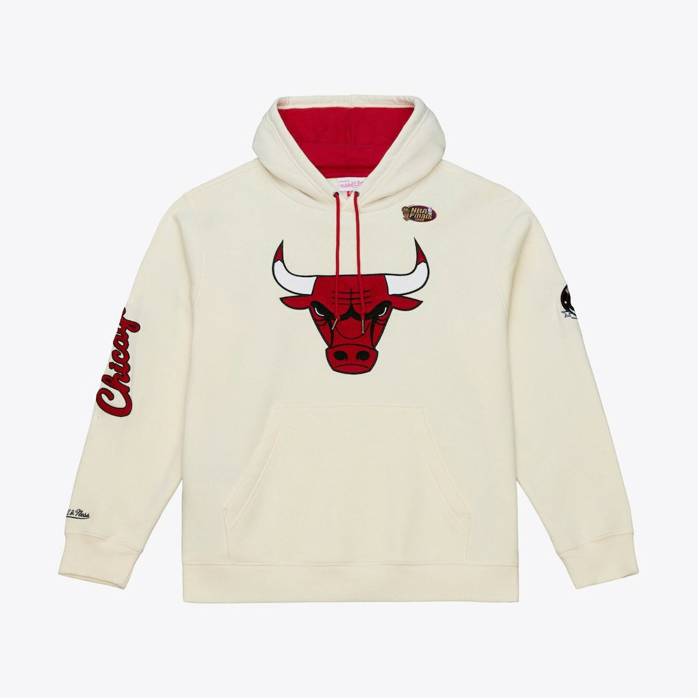Chicago Bulls Hardwood Classics Chainstitch Premium Fleece Hoodie Cream | Mitchell & Ness Lifestyle