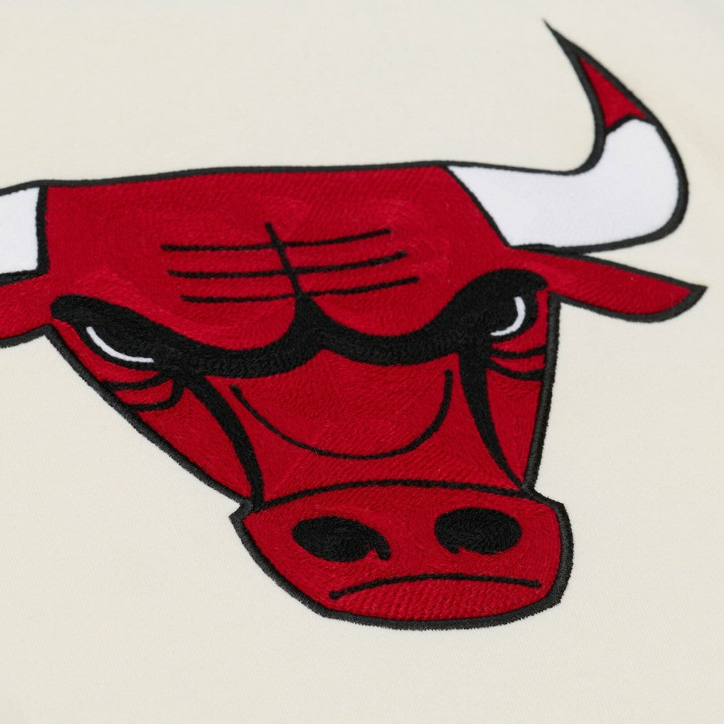 Chicago Bulls Hardwood Classics Chainstitch Premium Fleece Hoodie Cream | Mitchell & Ness Lifestyle