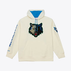 Minnesota Timberwolves Hardwood Classics Chainstitch Premium Fleece Hoodie Cream | Mitchell & Ness