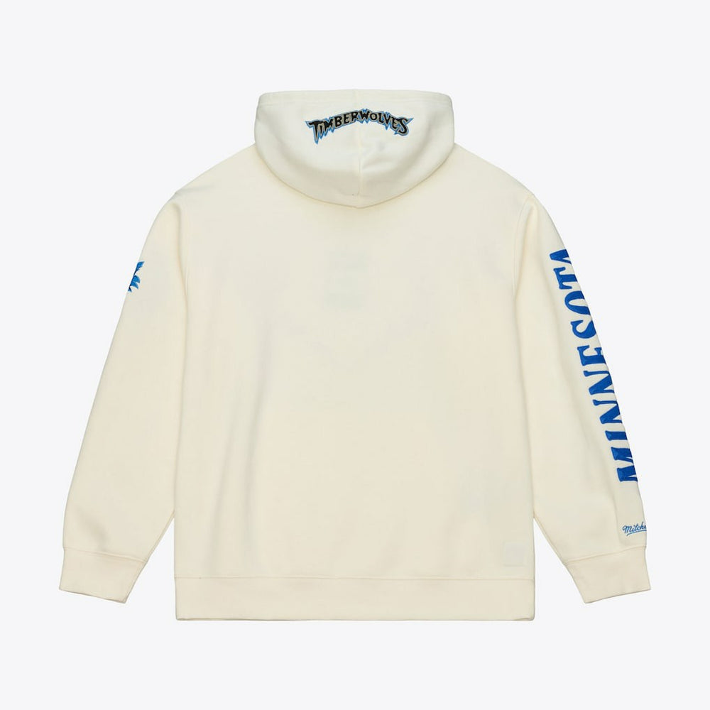 Minnesota Timberwolves Hardwood Classics Chainstitch Premium Fleece Hoodie Cream | Mitchell & Ness