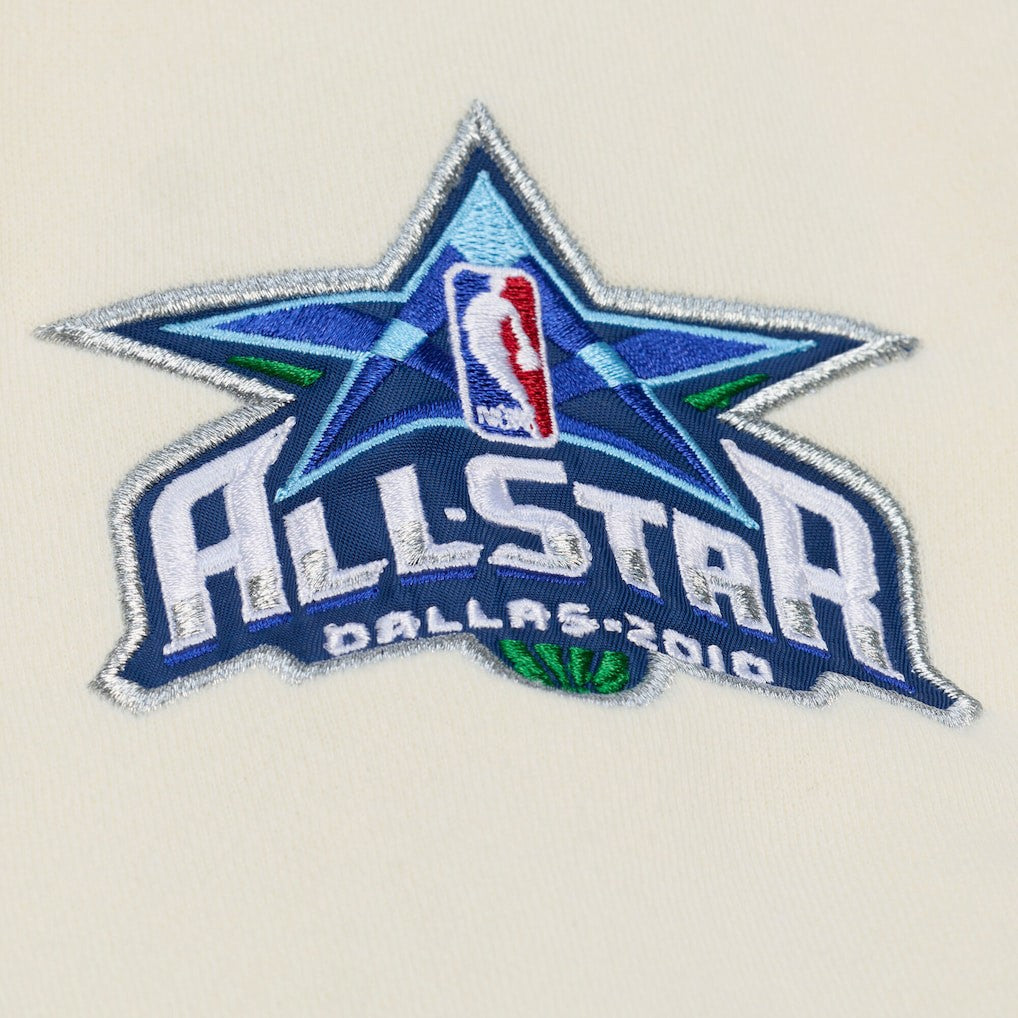 Dallas Mavericks Hardwood Classics Chainstitch Premium Fleece Hoodie for sale Cream | Mitchell & Ness US