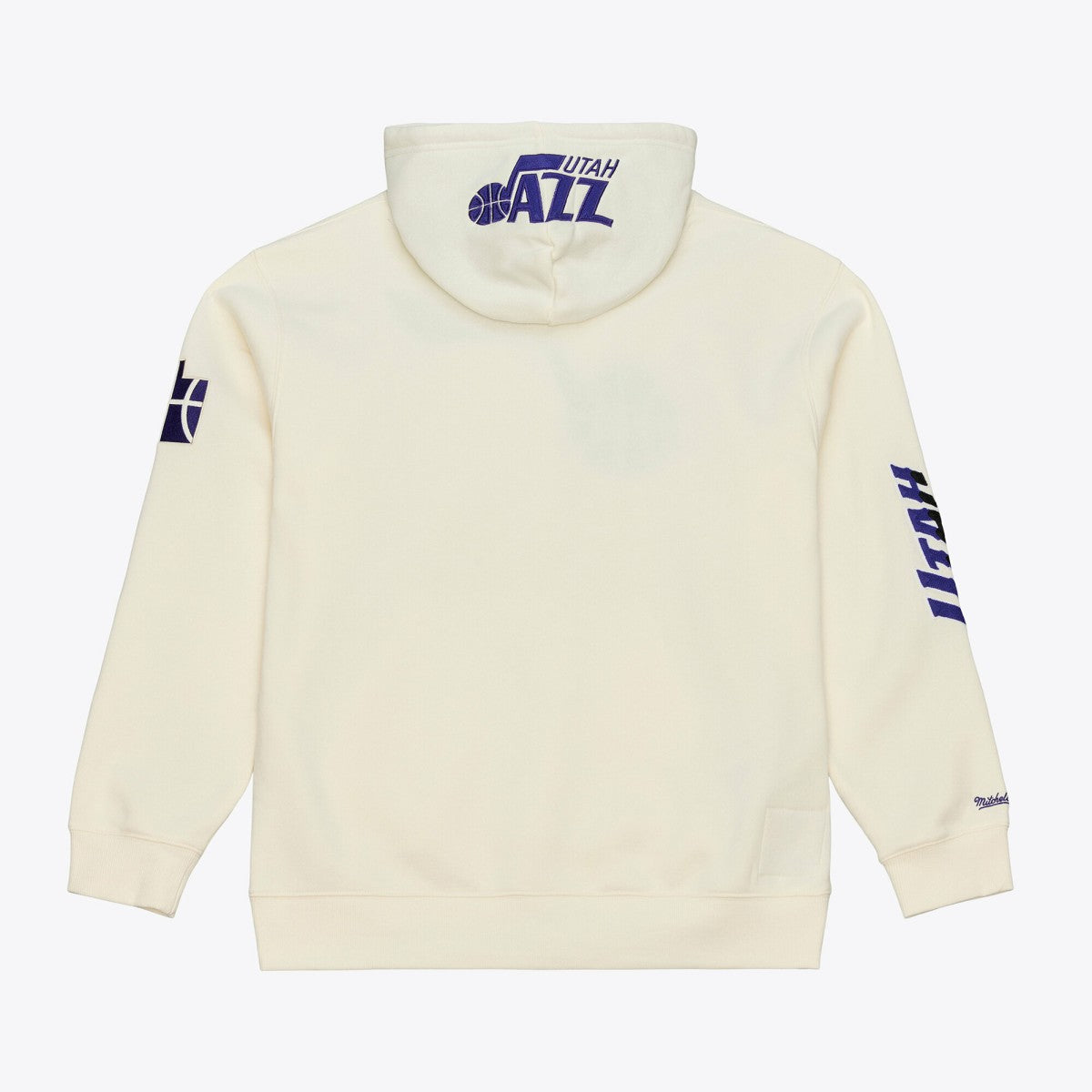 Utah Jazz Hardwood Classics Chainstitch Premium Fleece Hoodie Cream | Mitchell & Ness outlet