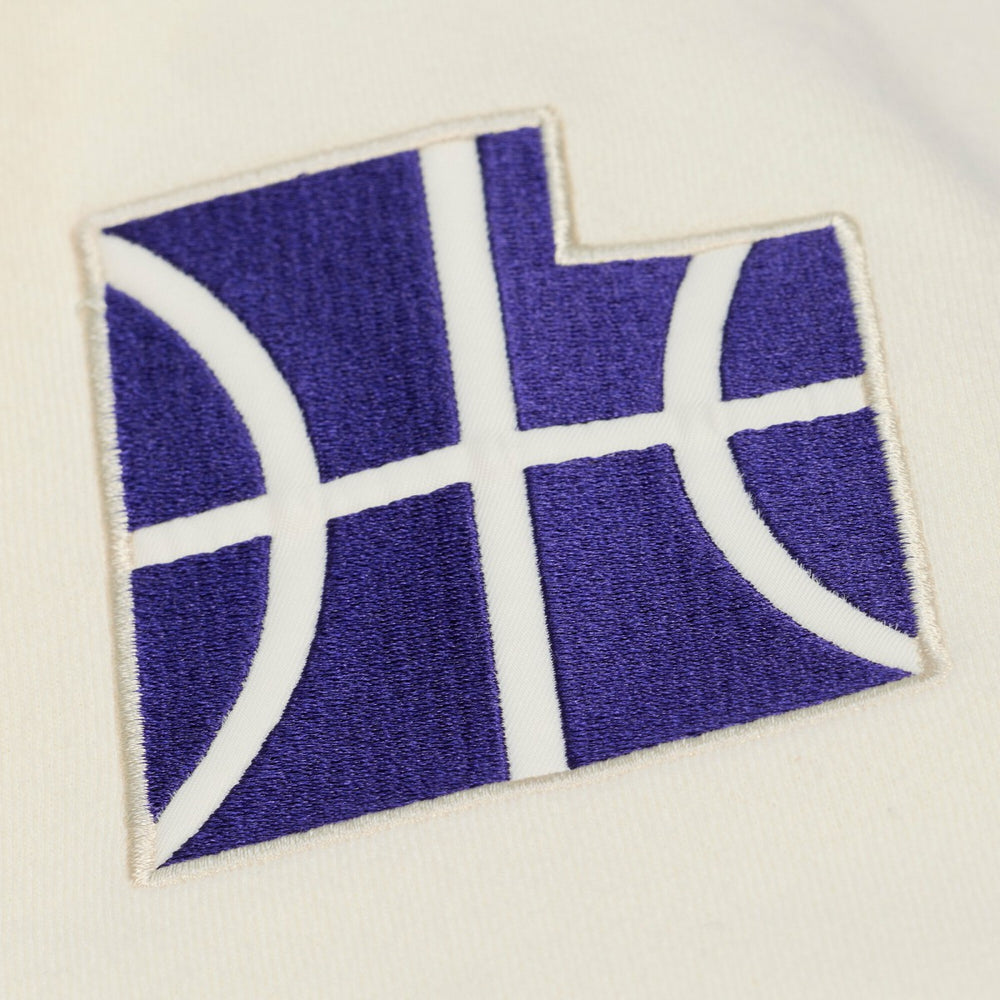 Utah Jazz Hardwood Classics Chainstitch Premium Fleece Hoodie Cream | Mitchell & Ness outlet