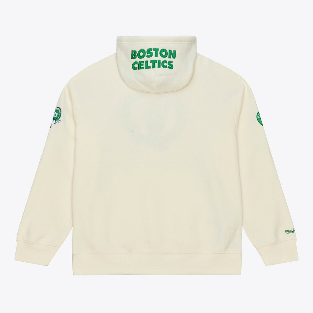 Boston Celtics Hardwood Classics Chainstitch Premium Fleece Hoodie Cream | Mitchell & Ness online