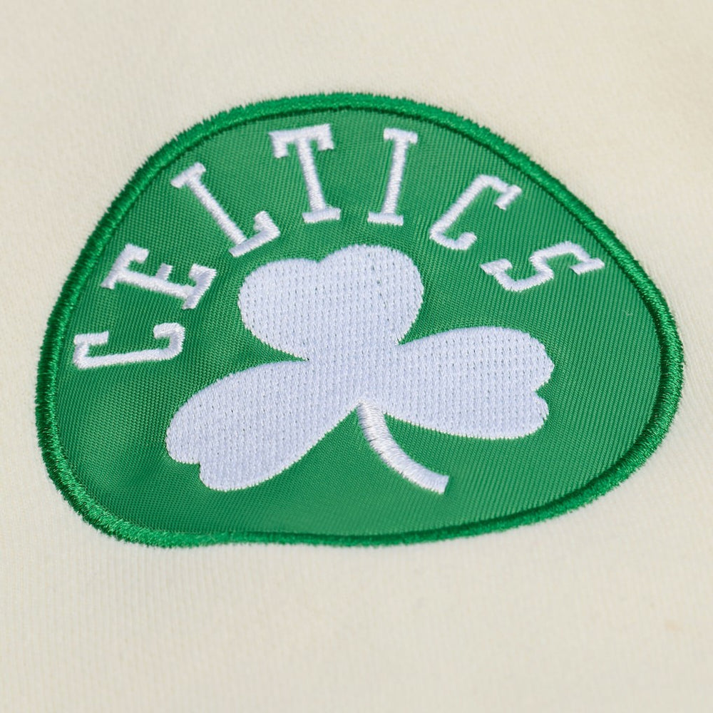 Boston Celtics Hardwood Classics Chainstitch Premium Fleece Hoodie Cream | Mitchell & Ness online
