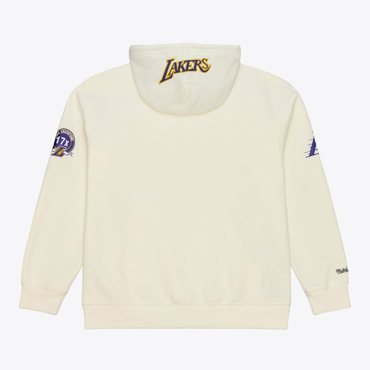 Los Angeles Lakers Hardwood Classics Chainstitch Premium Fleece Hoodie Cream | Mitchell & Ness Near Me