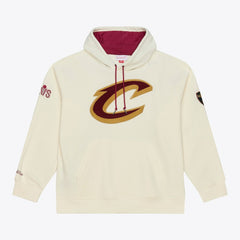 Cleveland Cavaliers Hardwood Classics Chainstitch Premium Fleece Hoodie for sale Cream | Mitchell & Ness US