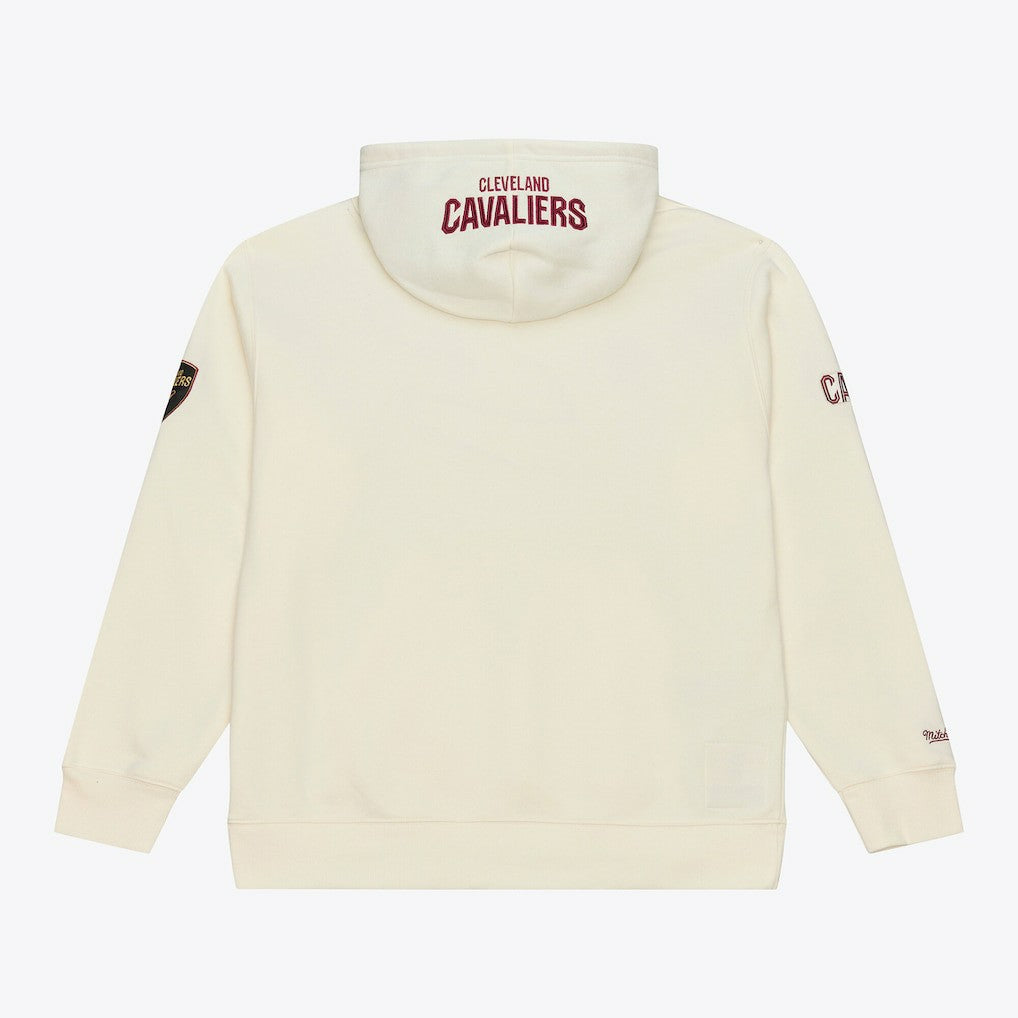 Cleveland Cavaliers Hardwood Classics Chainstitch Premium Fleece Hoodie for sale Cream | Mitchell & Ness US