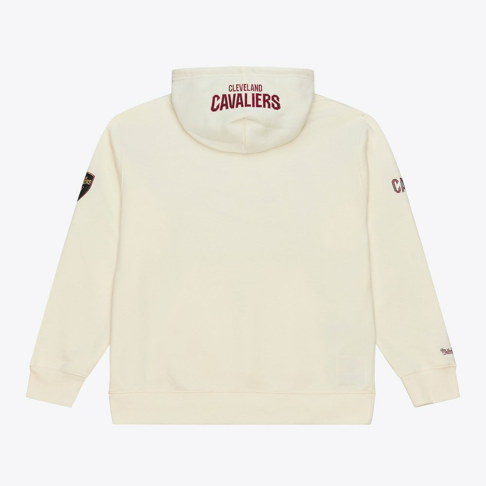 Cleveland Cavaliers Hardwood Classics Chainstitch Premium Fleece Hoodie for sale Cream | Mitchell & Ness US