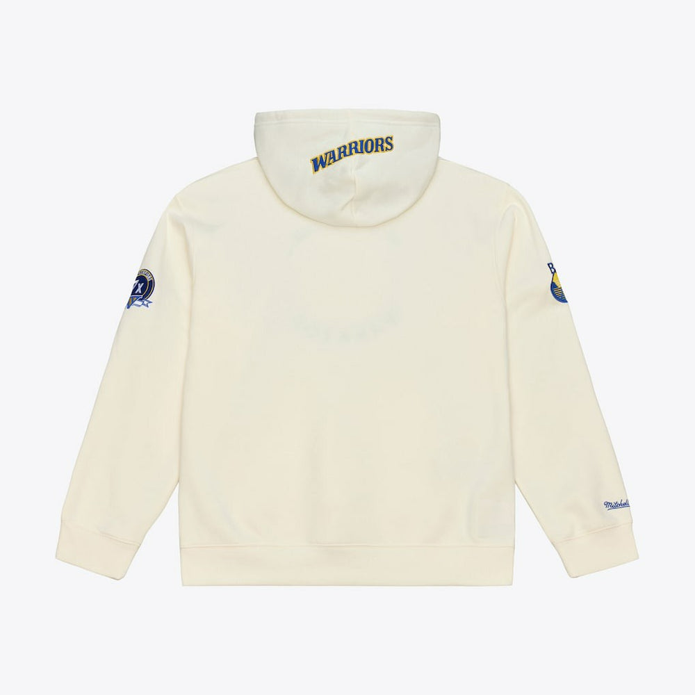 Golden State Warriors Hardwood Classics Chainstitch Premium Fleece Hoodie for sale Cream | Mitchell & Ness Lifestyle
