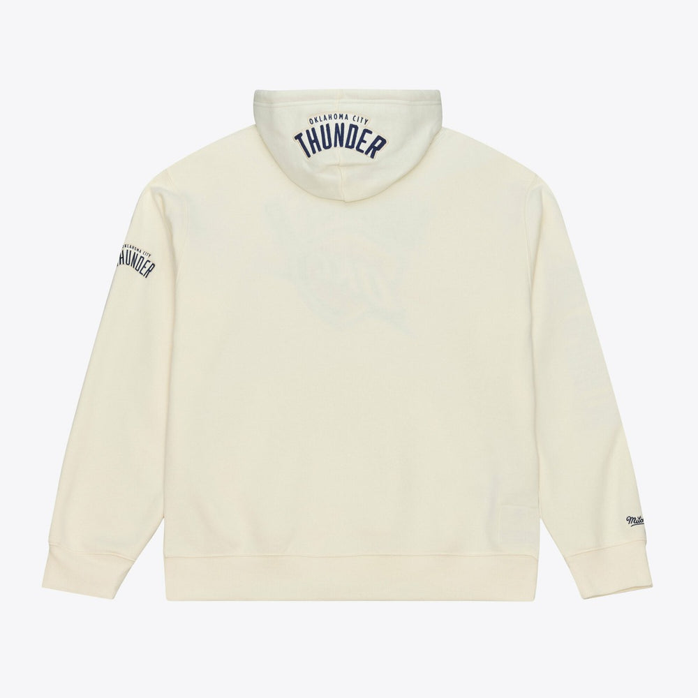 Oklahoma City Thunder Hardwood Classics Chainstitch Premium Fleece Hoodie Cream | Mitchell & Ness Lifestyle