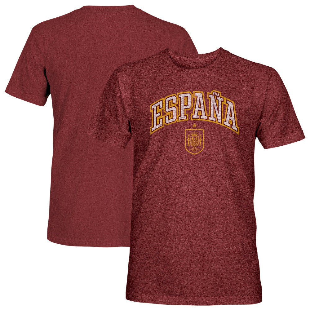 Spain National Team 1863FC Athletic Wordmark Vintage Tri-Blend T-Shirt Maroon
