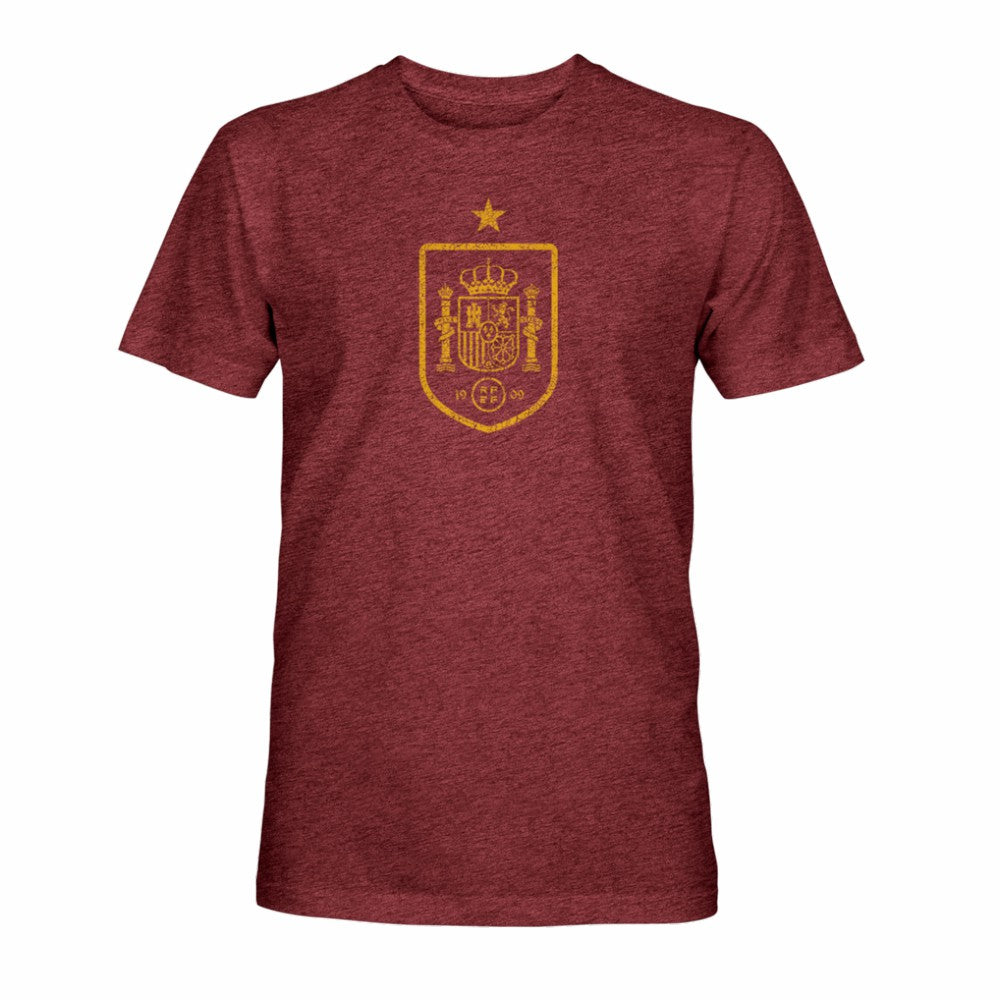 Spain National Team 1863FC Mono Badge Vintage Tri-Blend T-Shirt Maroon