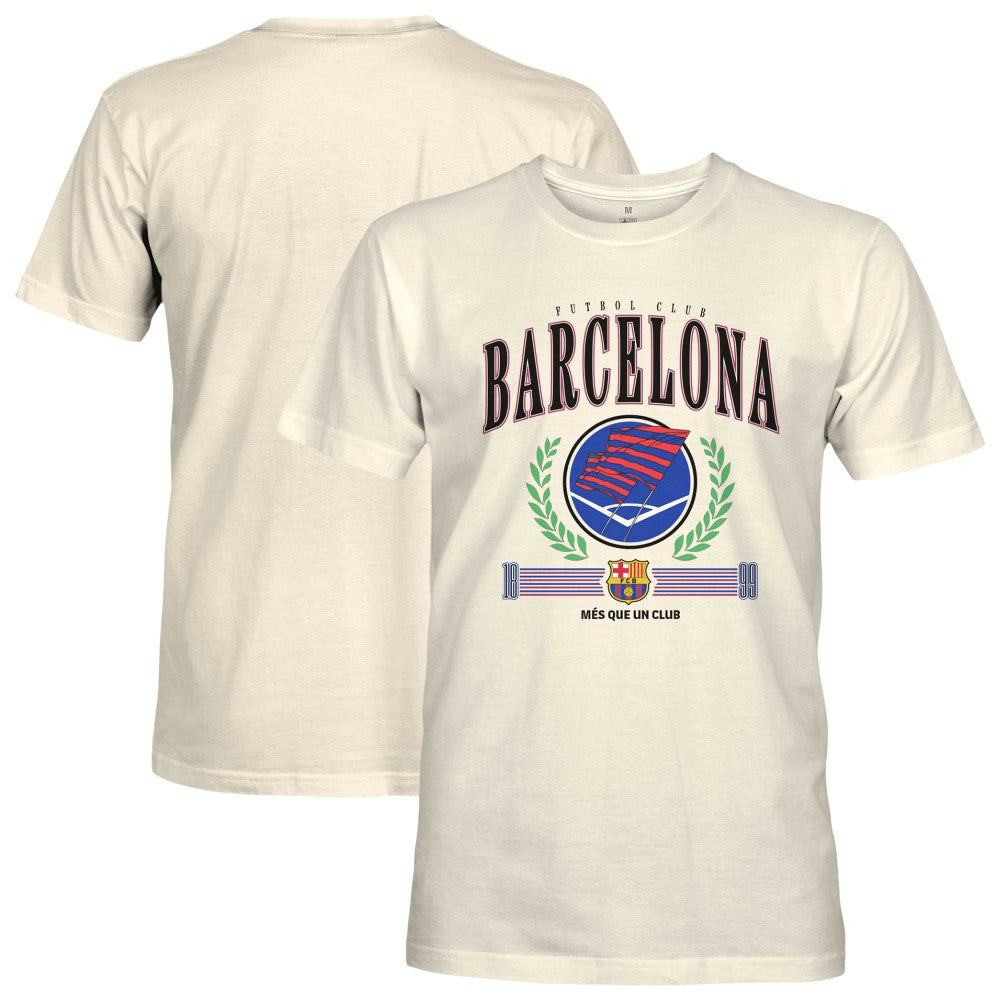 Barcelona 1863FC Retro Stripes T-Shirt Cream