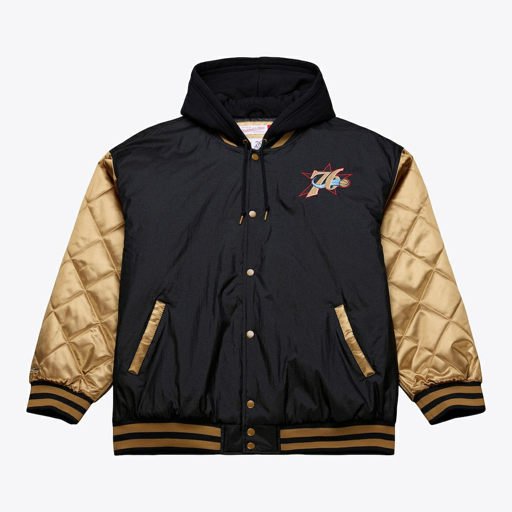 Philadelphia 76ers Hardwood Classics 76 Originals Collection Fushion Full-Snap Hoodie Jacket Black | Mitchell & Ness for sale