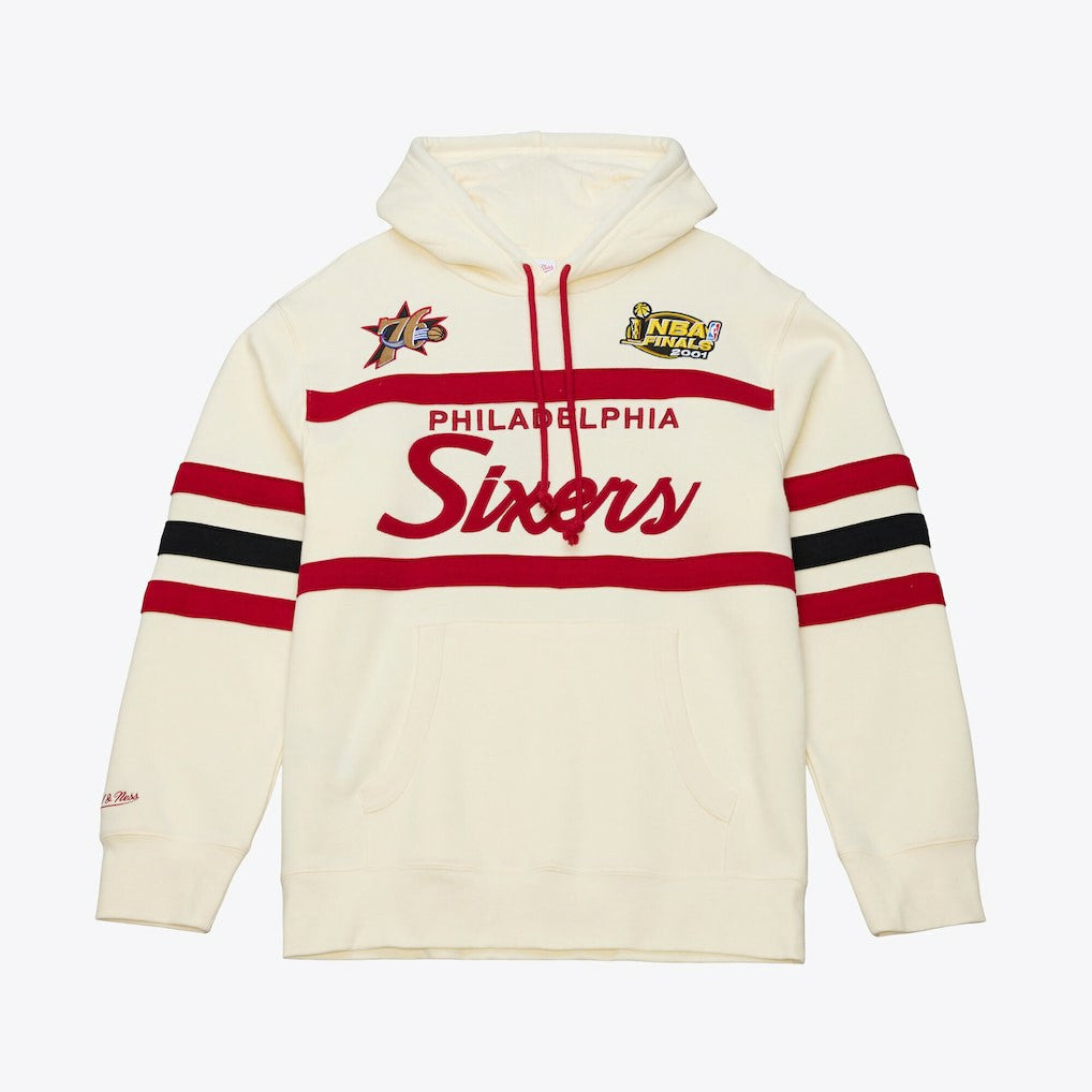 Philadelphia 76ers Hardwood Classics 76 Originals Collection Head Coach Hoodie for sale Cream | Mitchell & Ness online