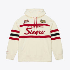 Philadelphia 76ers Hardwood Classics 76 Originals Collection Head Coach Hoodie for sale Cream | Mitchell & Ness online