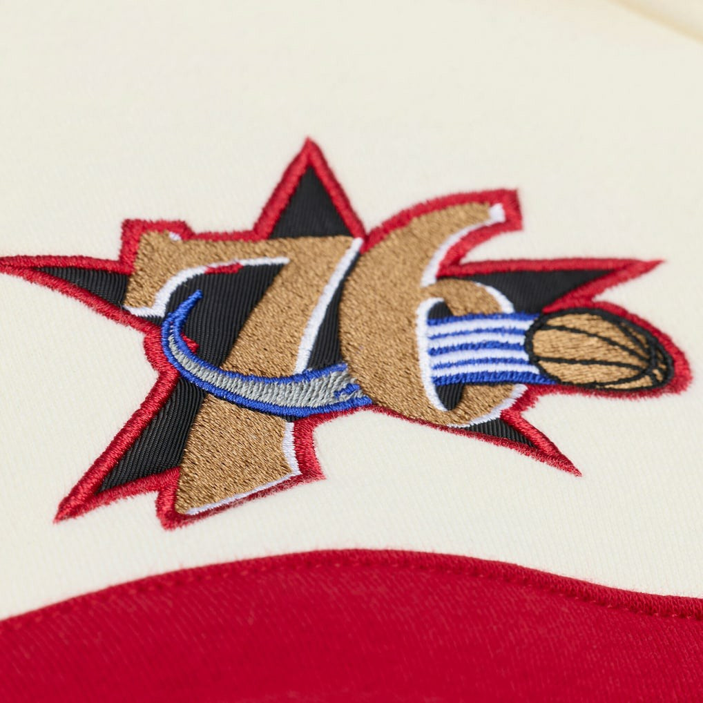 Philadelphia 76ers Hardwood Classics 76 Originals Collection Head Coach Hoodie for sale Cream | Mitchell & Ness online