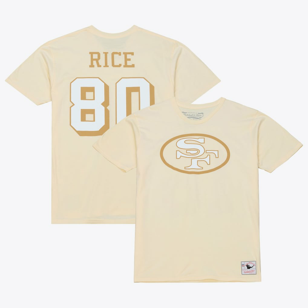 Mitchell & Ness Jerry Rice San Francisco 49ers Sandman Name & Number T-Shirt Cream
