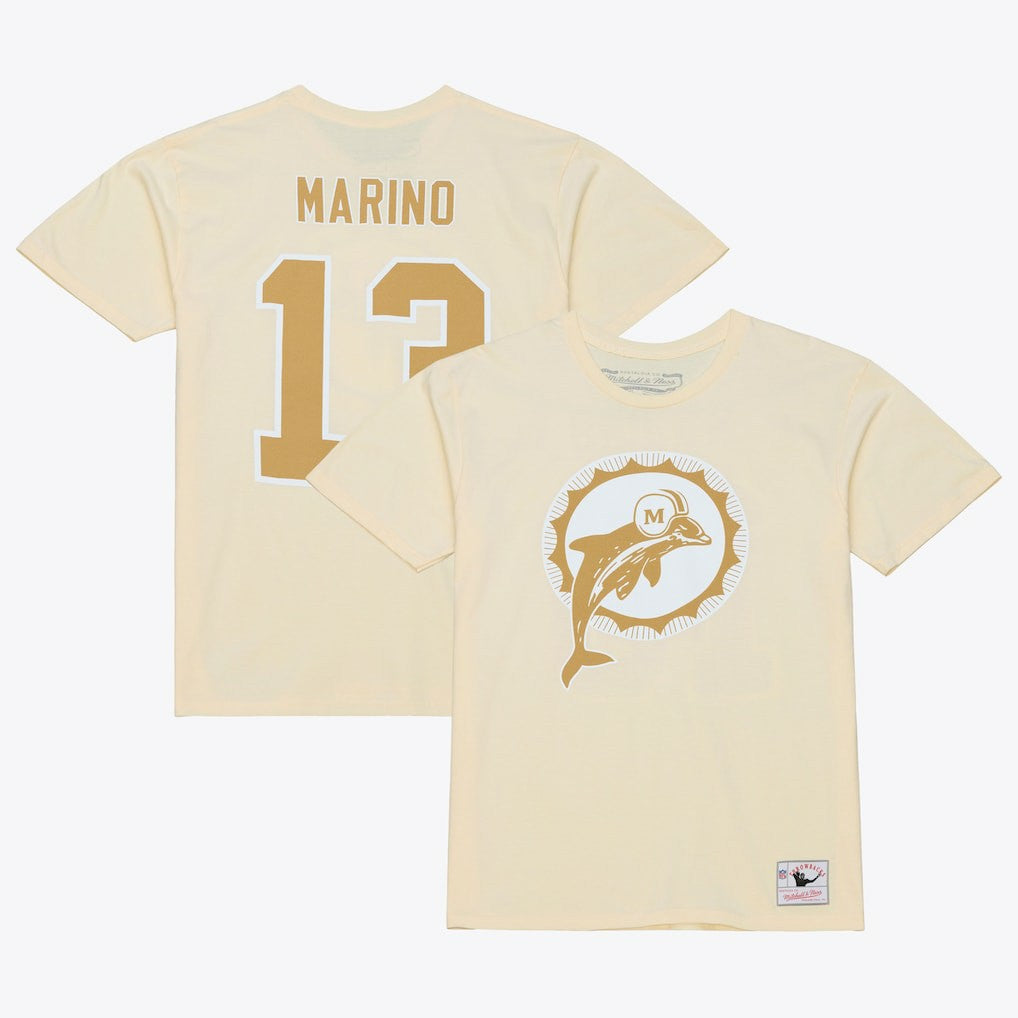 Mitchell & Ness Dan Marino Miami Dolphins Sandman Name & Number T-Shirt Cream