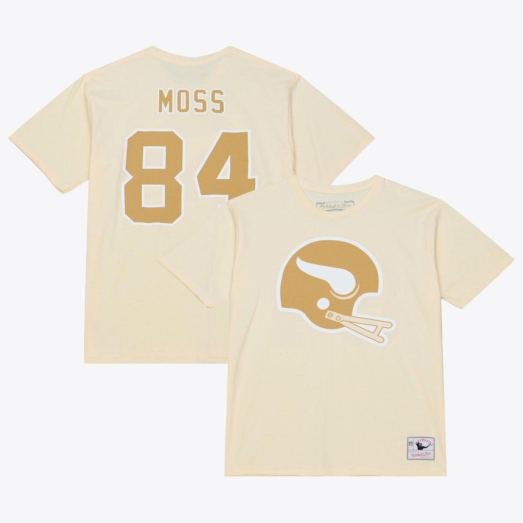 Mitchell & Ness Randy Moss Minnesota Vikings Sandman Name & Number T-Shirt Cream