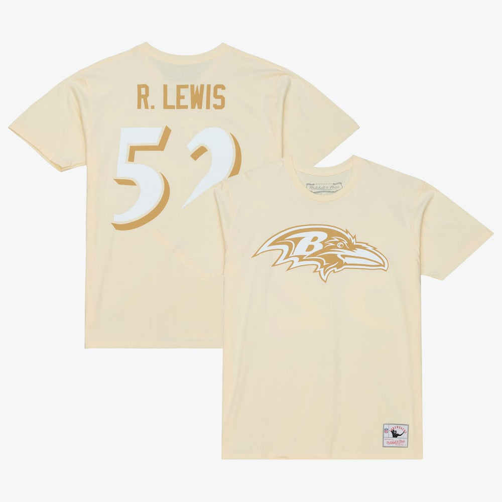 Mitchell & Ness Ray Lewis Baltimore Ravens Sandman Name & Number T-Shirt Cream